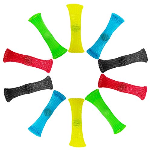 Fidget Toy-(10 Pack, 5 Assorted Colors)- Increase Focus and Relieves Stress Anxiety-Sensory Soothing Marble Fidget Toys Help with Anxiety Disorders ADHD ADD OCD Autism-Extra Strong and Flexible