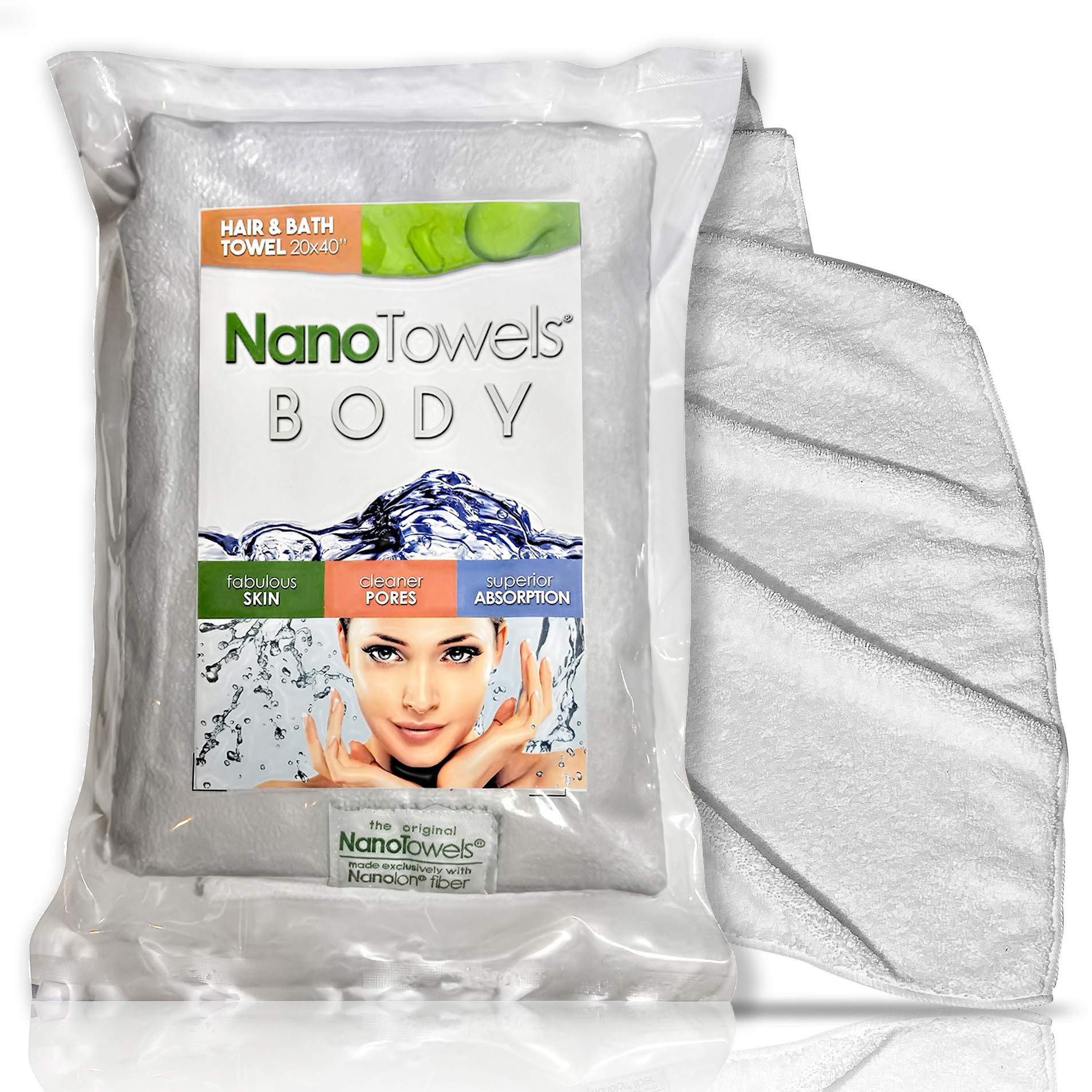 Book Cover Nano Towels Body Bath & Shower Towel. Huge & Super Absorbent. Wipes Away Dirt, Oil and Cosmetics. Use As Your Sports, Travel, Fitness, Kids, Beauty, Spa Or Salon Luxury Towel. (30 x 55