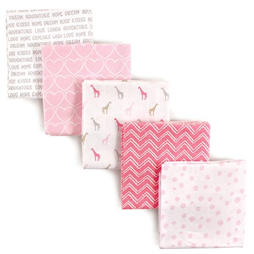 Luvable Friends"Color Rings" 5-Pack Receiving Blankets 28 x28 inches Giraffe