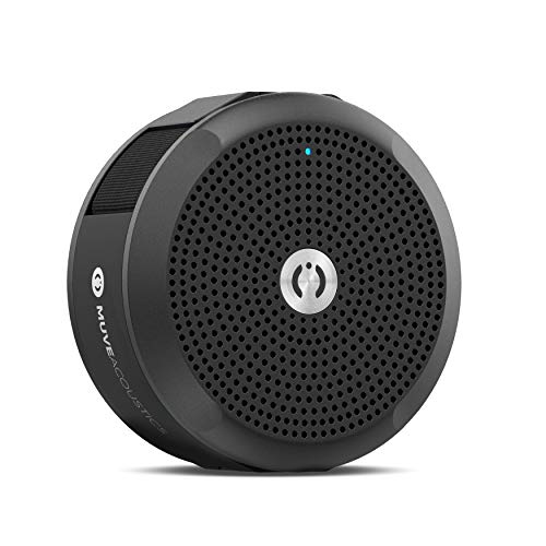 MuveAcoustics Portable Bluetooth Waterproof Speaker - Loudest Splashproof Stereo Sound, Black