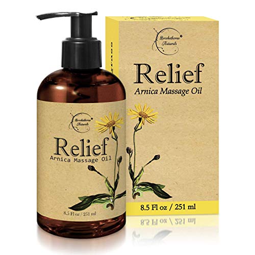 Relief Arnica Massage Oil â€“ Great for Sports & Athletic Therapeutic Massage â€“ All Natural - Arnica Montana for Sore Muscle Relief. Contains Sweet Almond, Jojoba, Grapeseed & Essential Oils 8.5oz