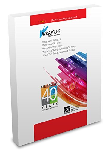 USI WrapSure Thermal (Hot) Laminating Pouches/Sheets, Menu Size, 10 Mil Thick, 12 x 18 Inches, Clear, Gloss, 50-Pack