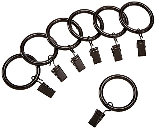 Amazon Basics Curtain Rod Clip Rings for 1" Rod, Set of 7, Dark Bronze (Espresso)