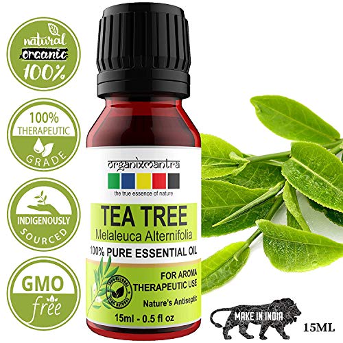 Organix Mantra Tea Tree Essential Oil For Skin, Hair, Face, Acne Care, 15Ml Pure, Natural And Undiluted Therapeutic Grade Essential Oil