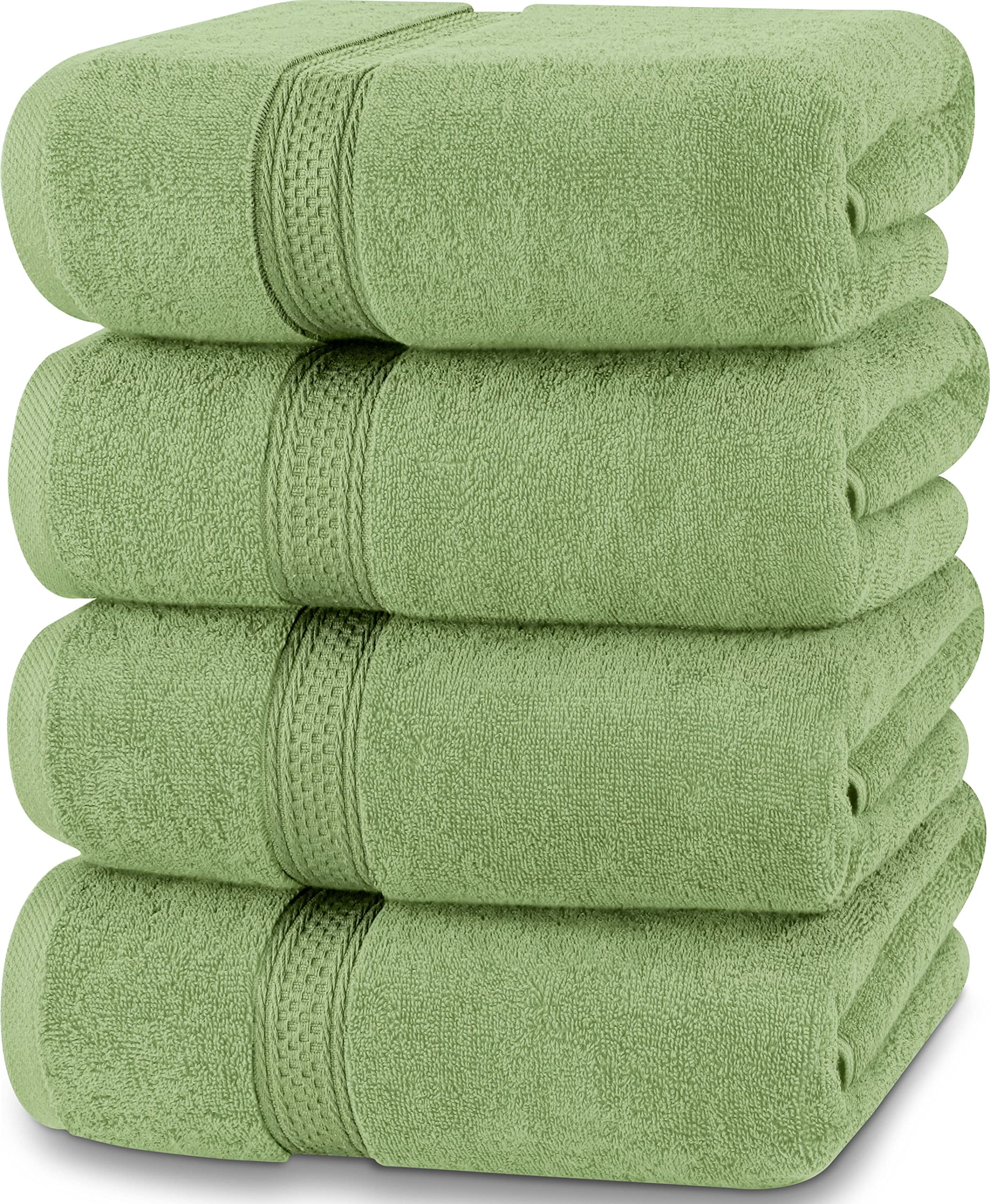 Book Cover Utopia Towels 4 Pack Premium Bath Towels Set, (27 x 54 Inches) 100% Ring Spun Cotton 600GSM, Lightweight and Highly Absorbent Quick Drying Towels, Perfect for Daily Use (Sage Green) 4 Piece Bath Towel Set Sage Green
