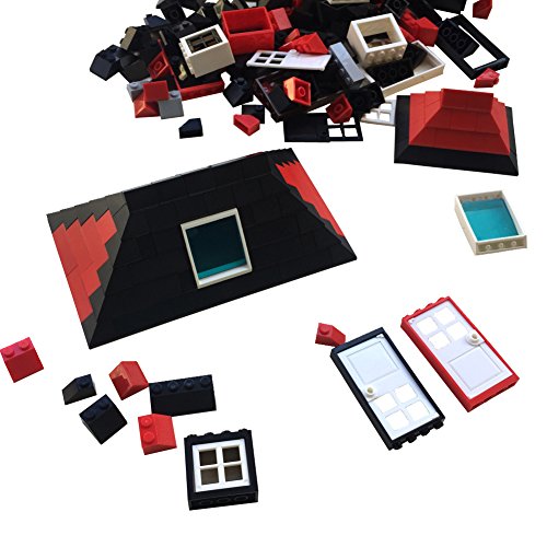 161 Pieces Education Building Bricks Block Windows, Doors and Roof Tiles Set - Tight Fit with Major Brands