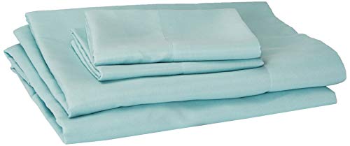 Comfort Spaces CS20-0116 Microfiber Set 14" Deep Pocket, Wrinkle Resistant All Around Elastic-Year-Round Cozy Bedding Sheet, Matching Pillow Cases, Twin, Aqua