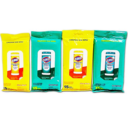 4 Pk Clorox Disinfecting Wipes Travel Size 2 Ea Fresh Scent & Citrus Blend Scent
