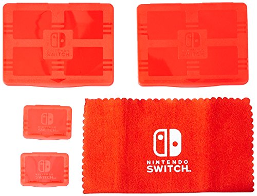Book Cover Nintendo Switch Protection Pack - Screen Protector, Cleaning Cloth, Game Card Cases, Micro SD Cases