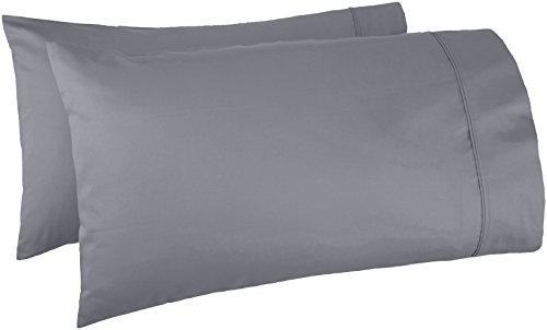 Amazon Basics 400 Thread Count Cotton Pillow Cases, King, Set of 2, Dark Gray
