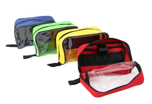 Lightning X Color Coded First Aid Medical Kit Accessory Pouches - Zippered Bag w/ Transparent Window - Set of 4