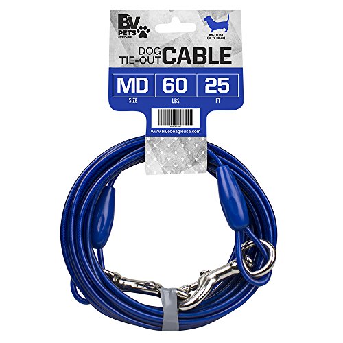 Book Cover BV Pet Medium Tie Out Cable for Dog up to 60 Pound, 25-Feet
