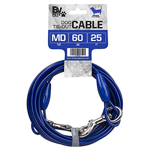BV Pet Medium Tie Out Cable for Dog up to 60 Pound, 25-Feet