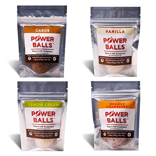 Paleo Angel Power Balls Healthy Paleo Approved Gluten Free AIP Protein Snack Bars (AIP Variety 4-Pack)