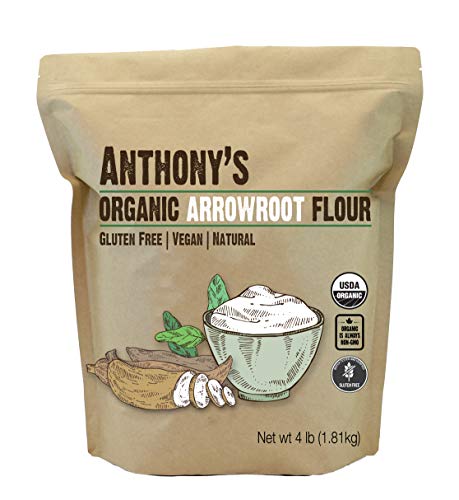 Book Cover Anthony's Organic Arrowroot Flour, 4 lb, Batch Tested Gluten Free, Non GMO, Vegan