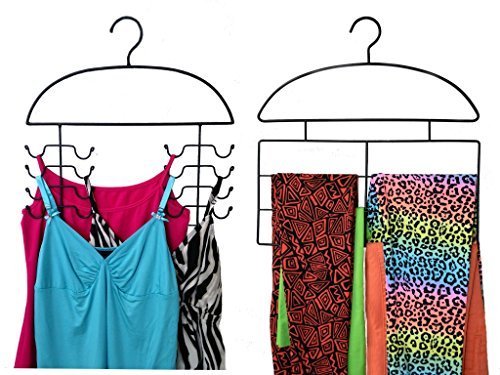 DR. ORGANIZER Leggings/Yoga/Stretch Pants & Tank Top/Cami Closet Organizer Hanger 2/pc Set Combo, Tank Top & Pants, Black, 2 Piece