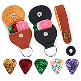 Guitar picks and pick Holder pick Case including 2 Pick holder keychain pcs Light Pick pcs Medium Pick,4pcs Heavy Pick