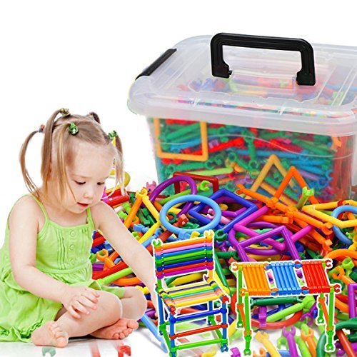 Book Cover AGARE 500 PC Bars Different Shape Creative and Educational Building Building Block Toy - 3D Puzzle With a Plastic Storage Box