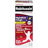 Children's Robitussin Nighttime Cough Long-Acting DM, Cough Medicine for Kids, Fruit Punch Flavor - 4 Fl Oz Bottle