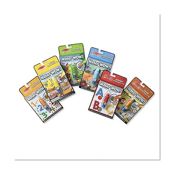 Melissa & Doug Water WOW! Alphabet ON the GO Travel Activity, 4 Practice Boards, Refillable Water Pen, Reusable Pages, 6-Pack, 10″ H × 6.25″ W × 1.5″ L