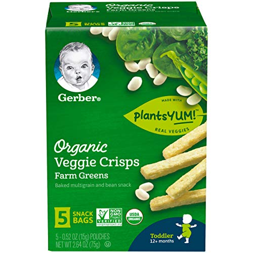 Gerber Organic Veggie Crisps, Green, 5 Count (Pack of 2)