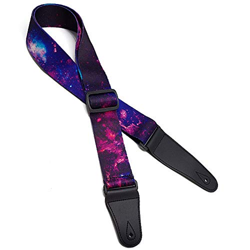 Wolfride Adjustable Guitar Strap Starry Sky Pattern Soft Strap for Electric Acoustic Guitar Bass