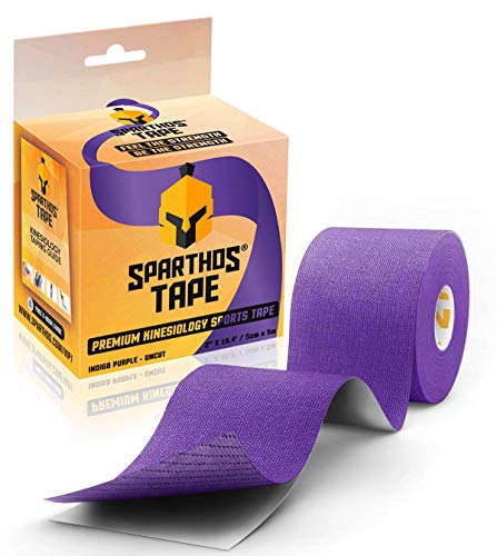 Sparthos Kinesiology Tape - Incredible Support for Athletic Sports and Recovery - Free Kinesio Taping Guide! - Kinselogy Kenisology Kensio Kinesthetic Pregnancy Lifting - Uncut (Indigo Purple)