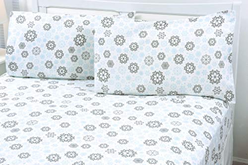 Book Cover Mellanni 100% Cotton Flannel Sheet Set - Lightweight 4 pc Luxury Bed Sheets - Cozy, Soft, Warm, Breathable Bedding - Deep Pockets - All Around Elastic (Queen, Blue)