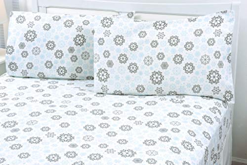 Mellanni 100% Cotton Flannel Sheet Set - Lightweight 4 pc Luxury Bed Sheets - Cozy, Soft, Warm, Breathable Bedding - Deep Pockets - All Around Elastic (Queen, Blue)