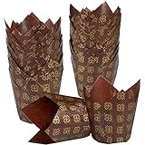 Brown Cupcake Wrappers, Tulip Muffin Liners for Birthdays, Weddings (100 Pack)