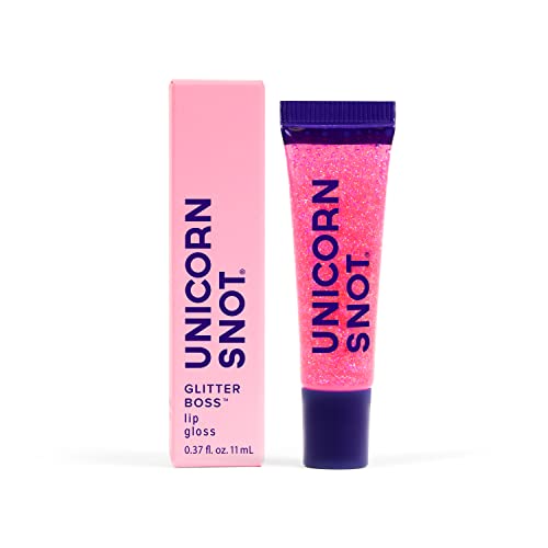 UNICORN SNOT Glitter Lip Gloss Sparkly Shimmer Lips Festivals Rave Makeup Holographic Stocking Stuffers Christmas Glitter Makeup Holiday Vegan & Cruelty Free 0.37fl oz (Flamingo/Holographic Pink)