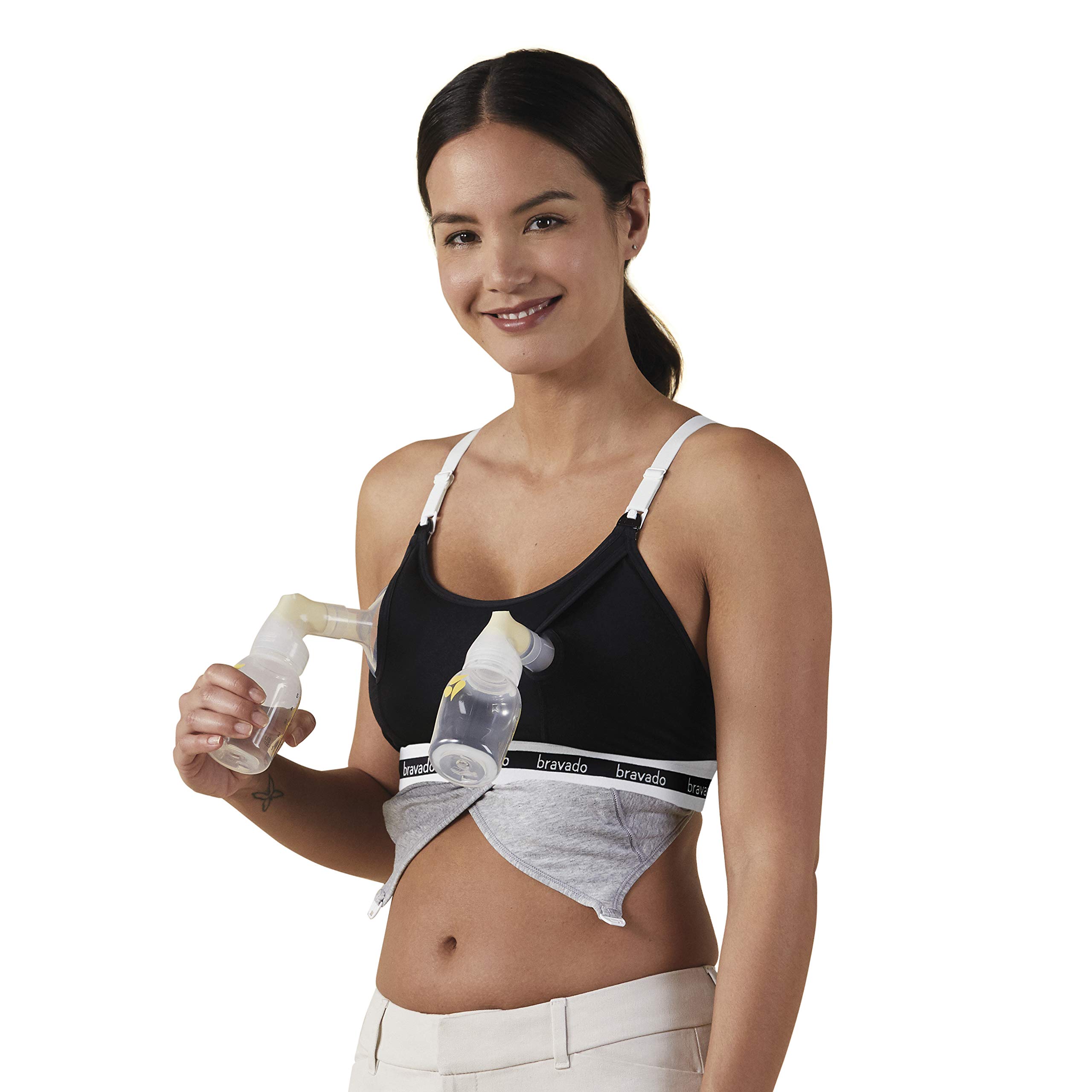 BRAVADO! DESIGNS Pumping Bra Hands Free | Clip and Pump | Pumping Accessory | S-XL Small Black