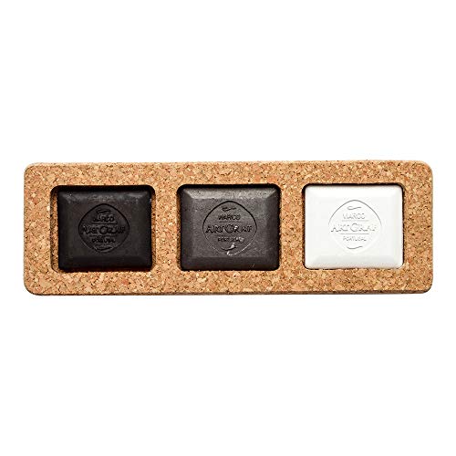 Art Graf Artist Water Soluble Tailors Chalk Set of 3 Rich & Intense Colors (in Cork Box), Monochromatic 3 Pc Set