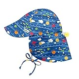 i play. by Green Sprouts Baby & Toddler Flap Sun Protection Hat, All-Day UPF 50+ Sun Protection for Head, Neck & Eyes, Royal Blue Sea Friends, 9-18 Months
