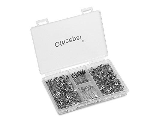 Officepal Premium Quality 4-Size Pack Of Safety Pins- Top 250-Count - Durable, Rust-Resistant Nickel Plated Steel Set- Best Sewing Accessories Kit For Baby Clothing, Crafts & Arts (More Small Pins)