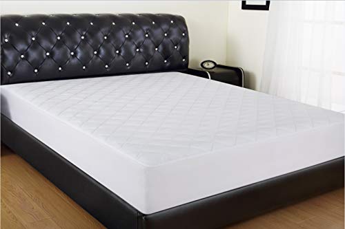 Book Cover Allrange Breathable Coolmax Quilted Mattress Pad, Coolmax and Cotton Fabric Cover, Snug Fit Stretchy to 18
