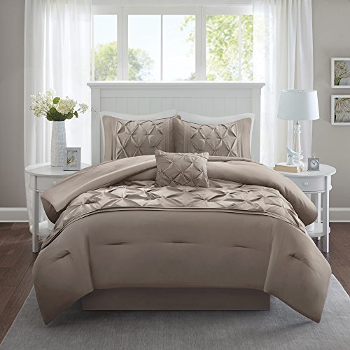 Book Cover Comfort Spaces Cavoy Faux Silk Comforter Set - Luxe Diamond Tufting All Season, Matching Bed Skirt, Decorative Pillows, King(104