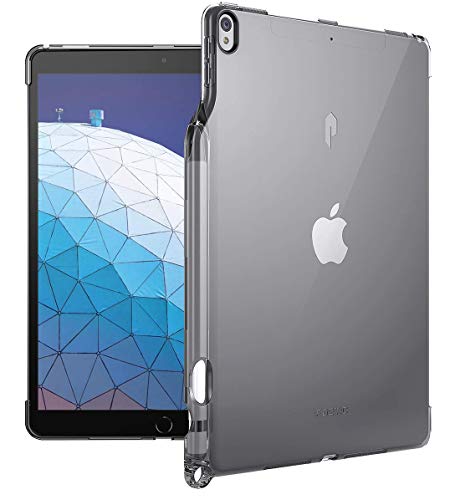 Poetic iPad Air 3 Case (10.5 Inch, 2019), iPad Pro 10.5 Case, Flexible Soft Transparent TPU Clear Back Cover with Pencil Holder, Compatible with Apple Smart Keyboard and Smart Cover, Lumos, Gray