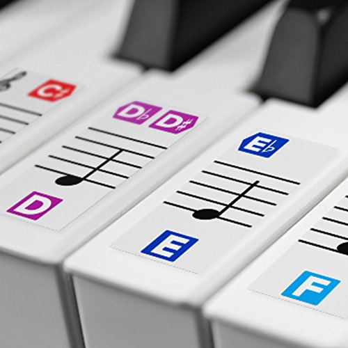 Color Piano Stickers for Keys - Removable w/Double Layer Coating for 49/61 / 76/88 Keyboards