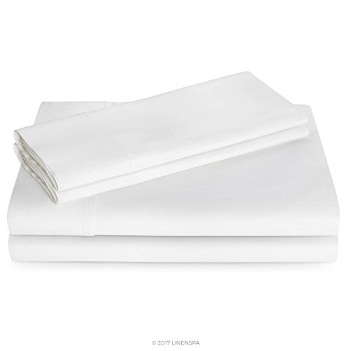 Book Cover Linenspa 600 Thread Count Ultra Soft, Deep Pocket Cotton Blend Sheet Set - Twin XL - White