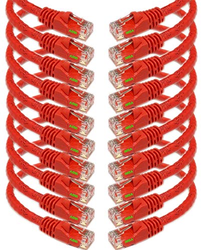 iMBAPrice Cat6 Snagless Ethernet Patch Cable in Red 0.5 Feet (6 Inches) - 10 Pack