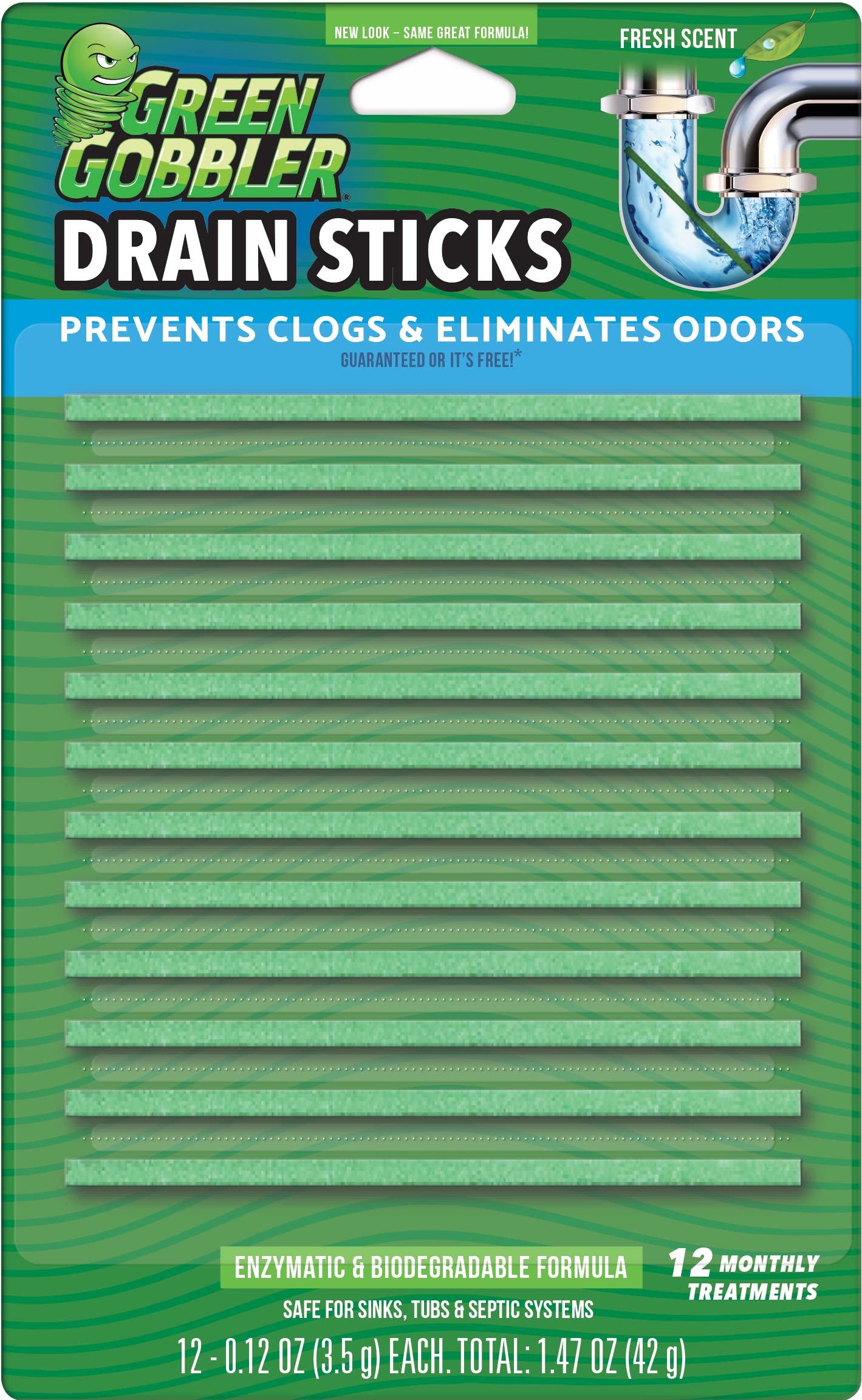 Green Gobbler SYNCHKG121210 BIO-Flow Strips-12 (Drain Cleaner & Deodorizer), 12 Pac