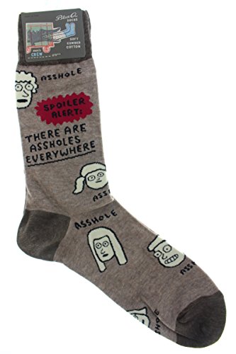 Blue Q Men's Novelty Crew Socks " Assholes Are Everywhere" ( Men's Shoe Size 7-12 )