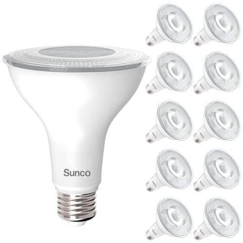 Sunco 10 Pack PAR30 Long Neck LED Bulb, Indoor/Outdoor Flood Light, 11W (75W Equivalent), 850 Lumen, 3000K Warm White, Dimmable, E26 Base, IP65 Waterproof, UL Certified