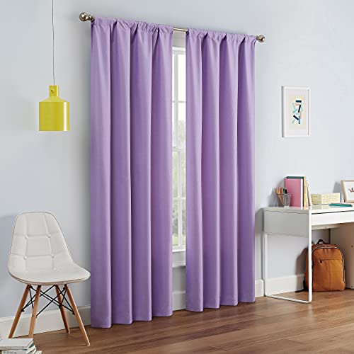 ECLIPSE Kendall Thermal Insulated Single Panel Rod Pocket Darkening Curtains for Living Room, 42" x 54", Light Purple