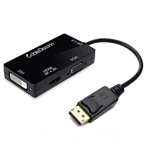 CableDeconn DisplayPort 1.2 to HDMI 4K DVI VGA 3 in 1 Multi-Function Cable Adapter Converter â€¦
