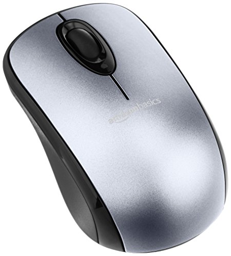 Book Cover Amazon Basics Wireless Computer Mouse with USB Nano Receiver - Silver