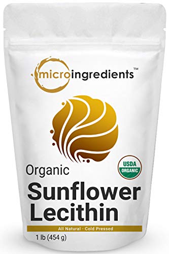US Grown Organic Sunflower Lecithin Powder, 1 Pound (454g), Sustainable Farmed, Cold Pressed, Rich in Phosphatidyl Choline and Protein for Immune System Booster, No Soy, No GMOs and Vegan Friendly