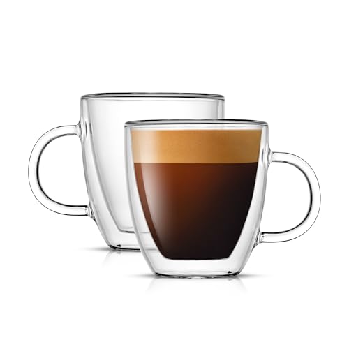 JoyJolt Savor Double Wall Insulated glasses Espresso Mugs Set of 2, 5.4-Ounces