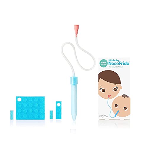 Book Cover Baby Nasal Aspirator NoseFrida The Snotsucker with 10 Extra Hygiene Filters and All-Natural Saline Nasal Spray by Frida Baby 12 Count (Pack of 1)
